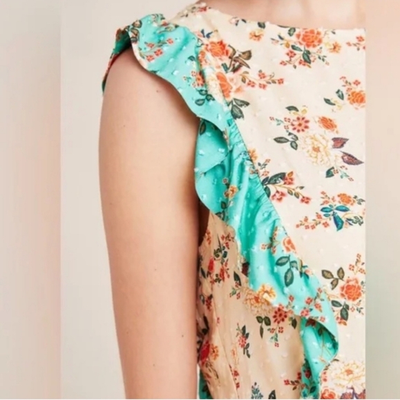 FARM Rio Floral Ruffle Top - Cream and Green - Picture 5 of 8